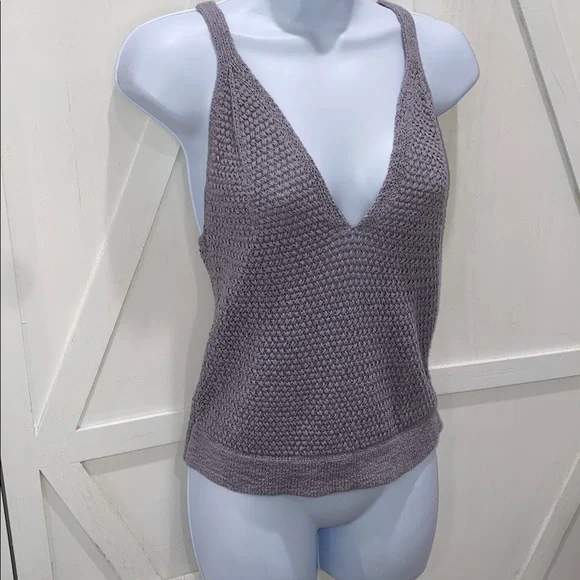 Cleo + Wolf Women's Sweater Knit Tank Cross Straps On Back Light Purple Size M - Picture 12 of 15